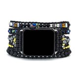 Retro Woven Watch Band Natural Stone Bead Strap Bracelet