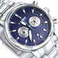 Amber Time Men's Quartz Chronograph Watch Stainless Steel Band 50m