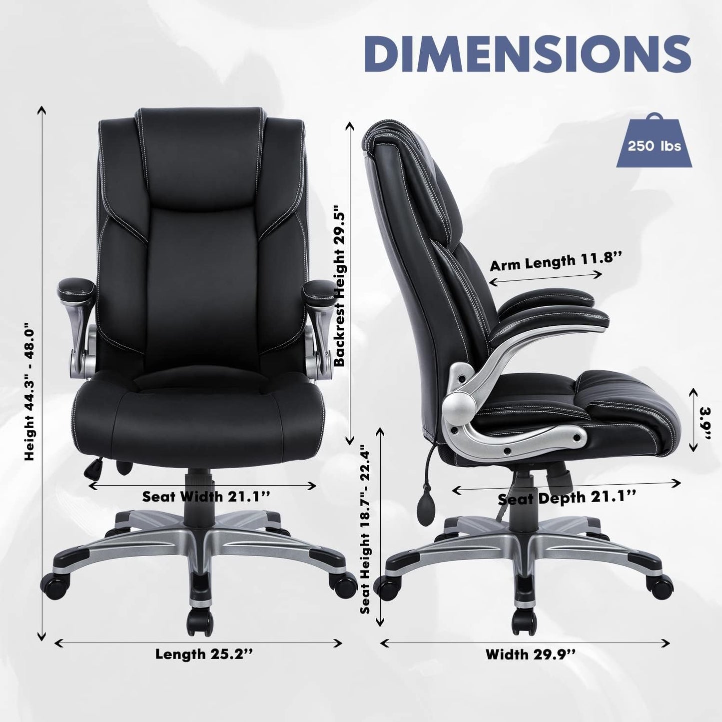 High Back Executive Office Chair- Ergonomic Home Computer Desk Leather