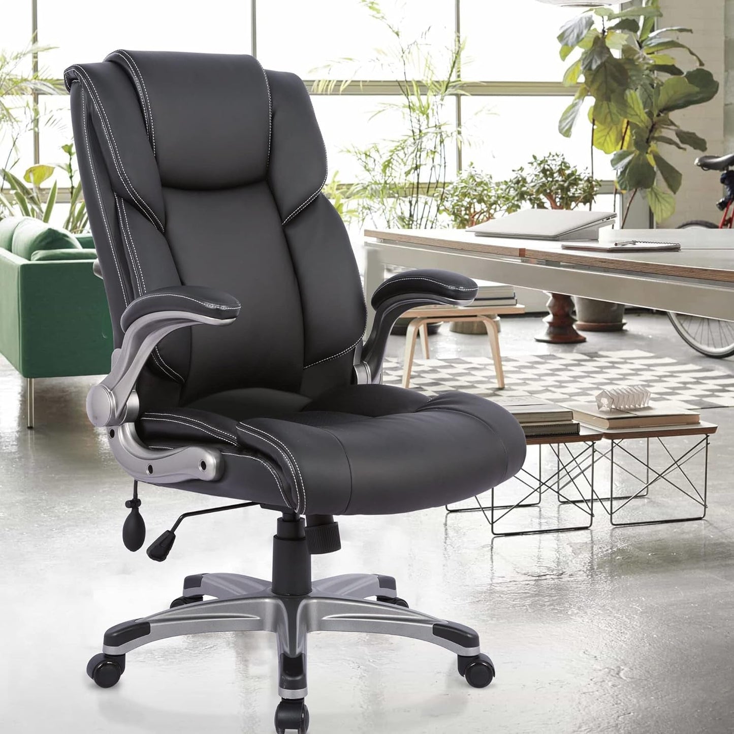 High Back Executive Office Chair- Ergonomic Home Computer Desk Leather