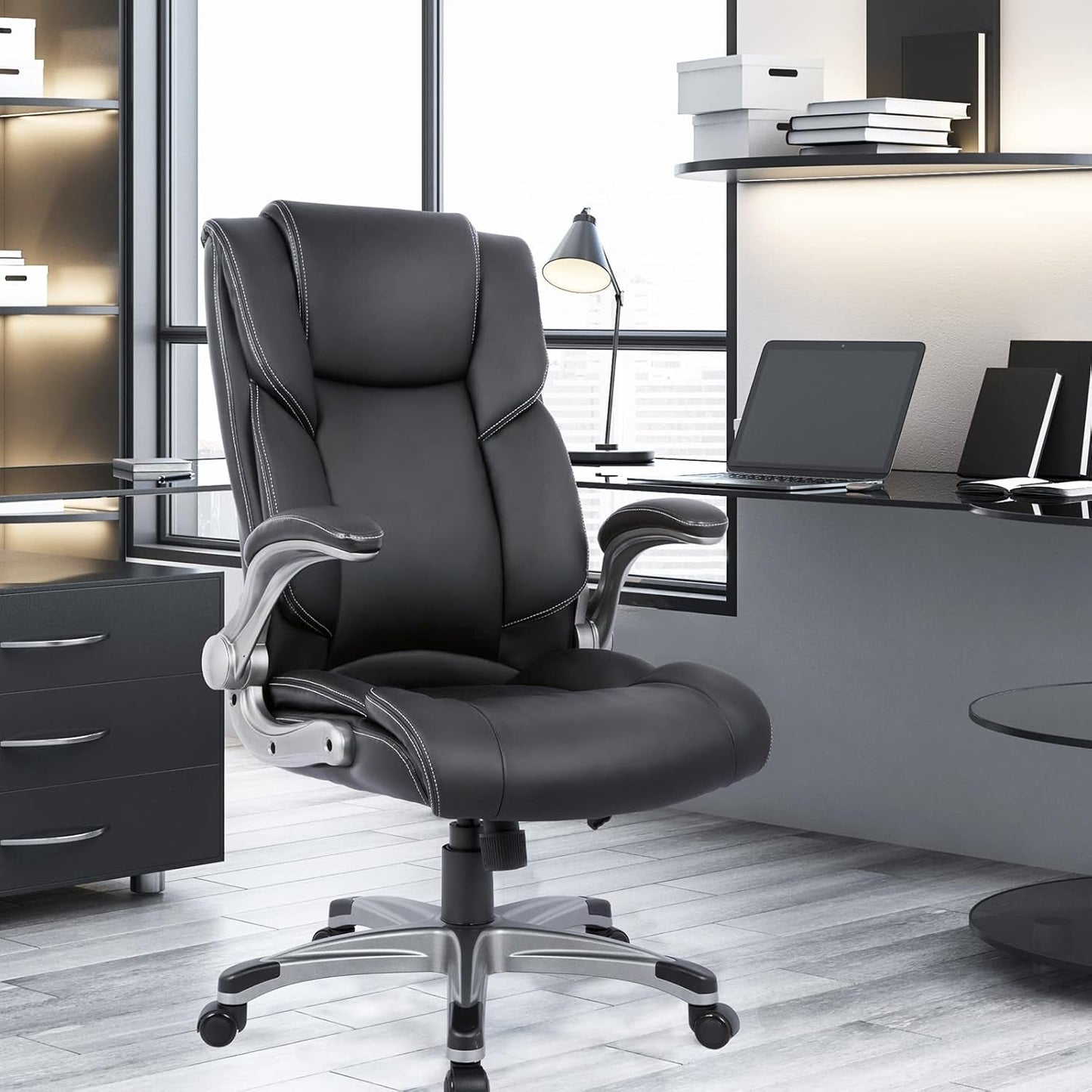 High Back Executive Office Chair- Ergonomic Home Computer Desk Leather
