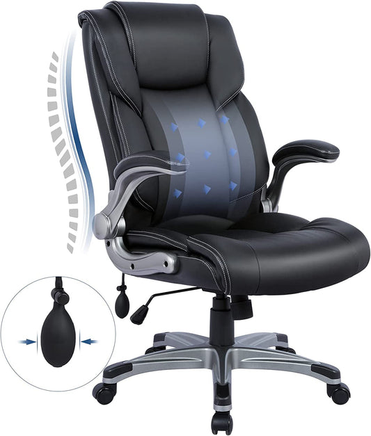 High Back Executive Office Chair- Ergonomic Home Computer Desk Leather