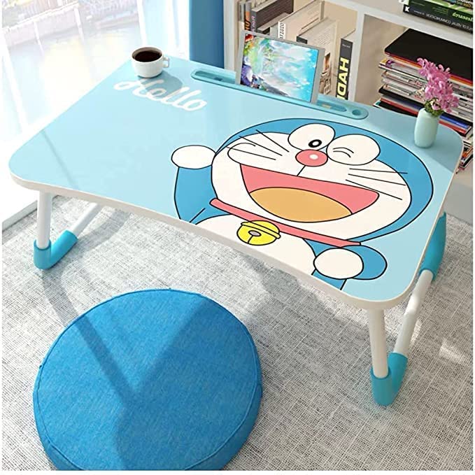 Foldable Wooden Mini Laptop Table For Bed, Study Table With Drawer