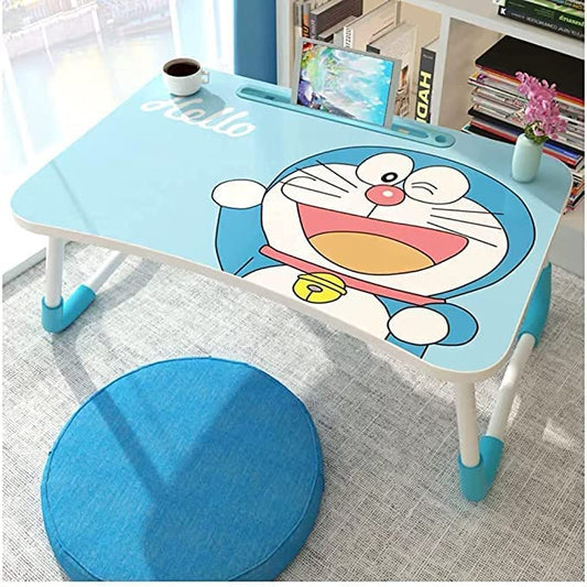 Foldable Wooden Mini Laptop Table For Bed, Study Table With Drawer
