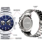 Amber Time Men's Quartz Chronograph Watch Stainless Steel Band 50m